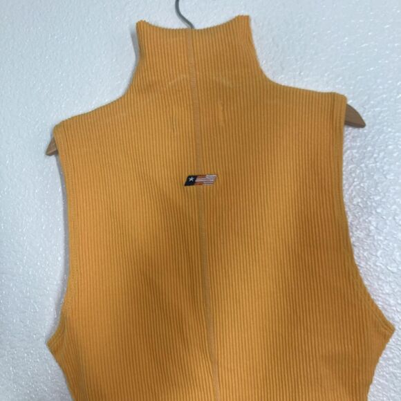 Honor The Gift Bodysuit Womens Small Orange Sleeveless Ribbed Turtleneck Logo - Picture 16 of 16
